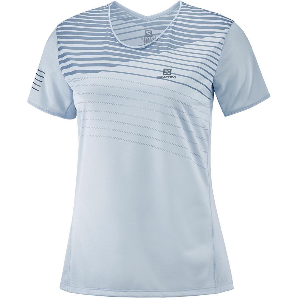 T-Shirts Salomon Femme Bleu - Salomon SENSE W - France (8543-WYTFU)